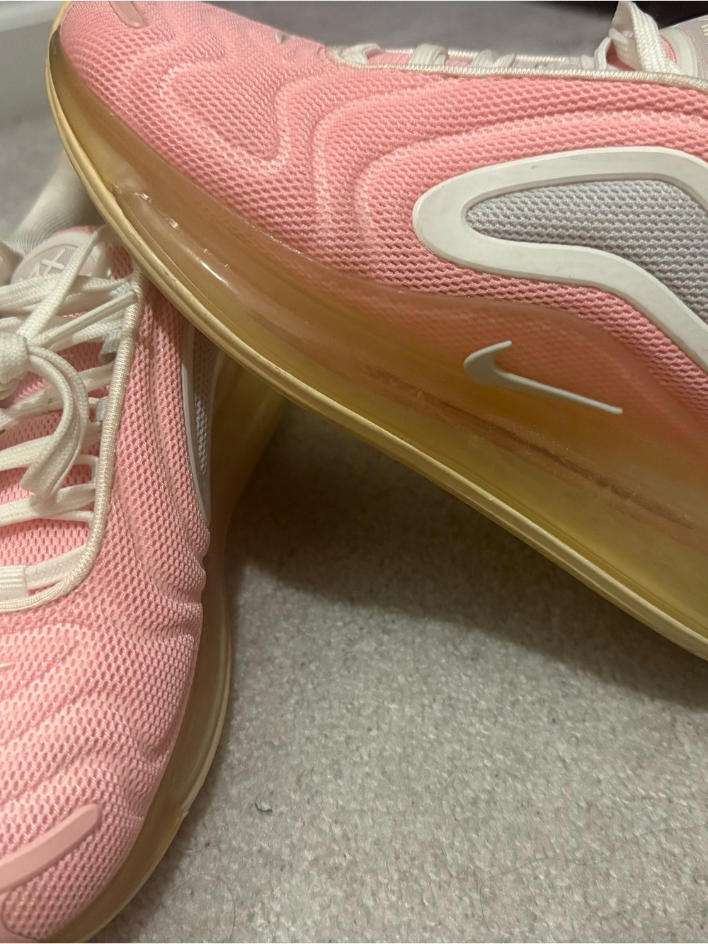 Nike Women’s Pink Mesh Air Bubble Sneakers with Cream Sole